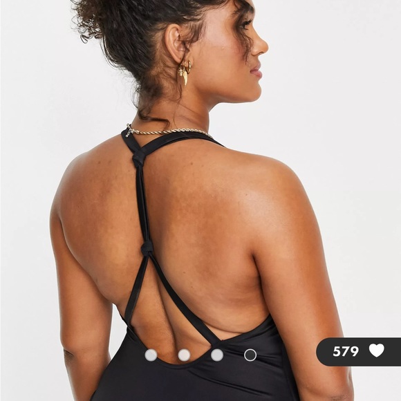 Asos curve black one piece swimsuit - Picture 3 of 4